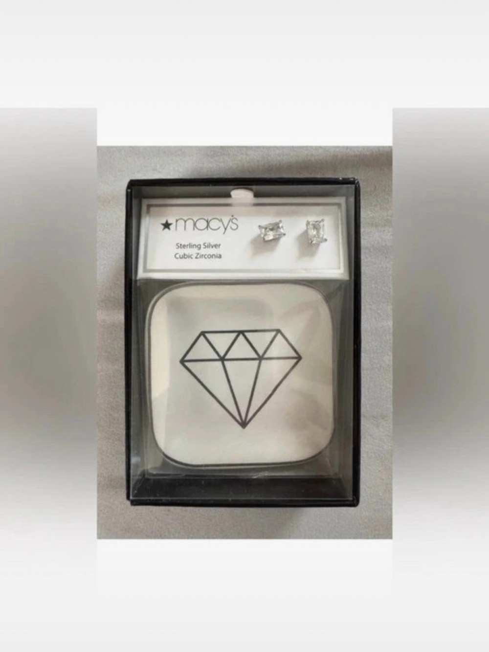 Macy's Sterling Silver Cubic Zirconia Stud Earrings - Clear/Silver